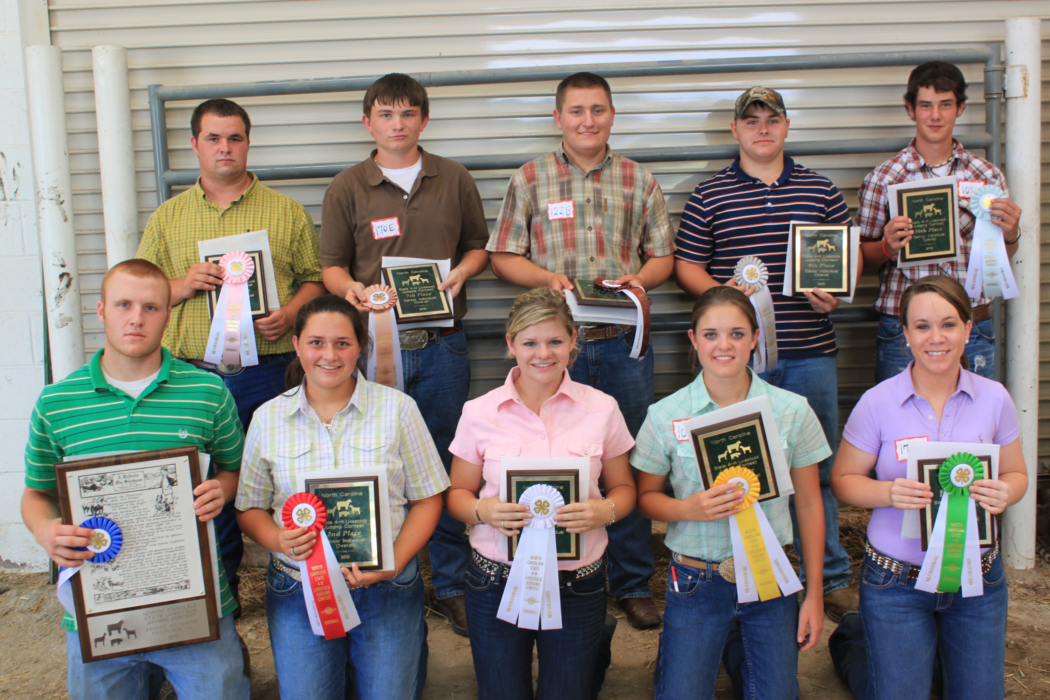 2010 Livestock Contest winners posing with their awards. 